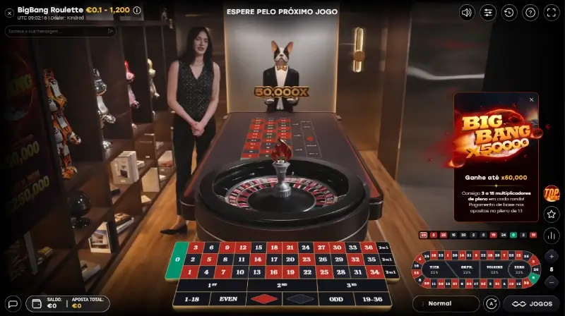 Jogo Big Bang Roulette no casino ao vivo da Megapari
