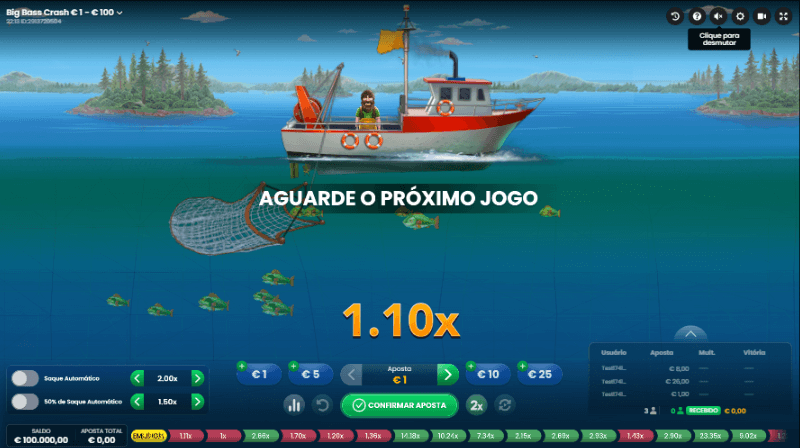 Jogo crash Big Bass Bonanza disponível no casino do Cazimbo