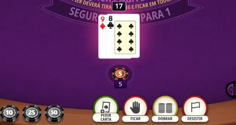 Opções de aposta no jogo de Blackjack