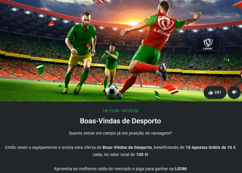 Bónus de boas-vindas para desporto na Leon
