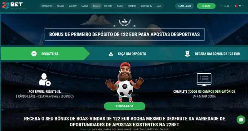 Bónus de primeiro depósito na 22Bet