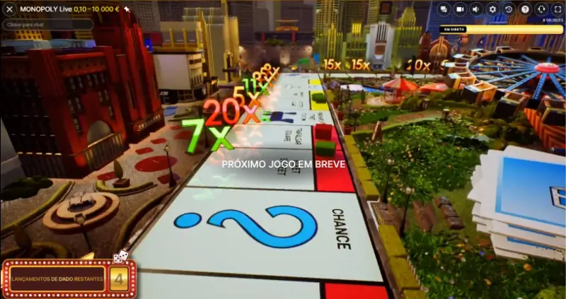 Bónus de 4 roll no Monopoly Live