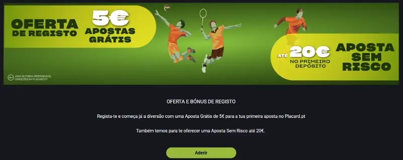 Bónus de boas-vindas de desporto do Placard