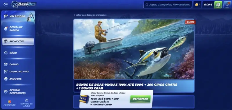 Bónus de boas-vindas para casino da BassBet