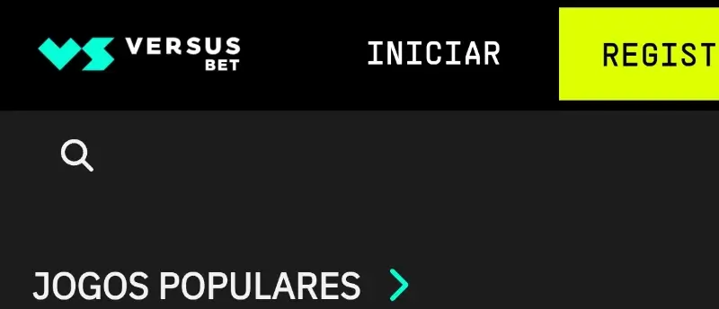 Botão de registo cortado na Verusbet app