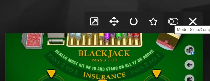 Botão para trocar do modo demo para a versão de dinheiro real no casino da Megapari