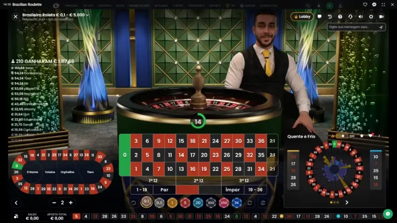 Jogo de roleta ao vivo Brazilian Roulette da Pragmatic Play
