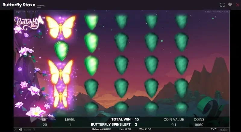 Slot machine Butterfly Staxx no wild Tokyo Casino