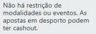 Mensagem do chat ao vivo indicando que não há restrições no cash out