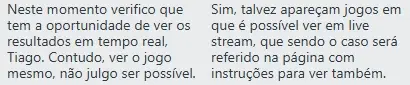 Mensagem do chat ao vivo da Casinia