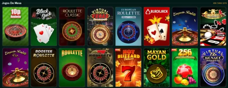 Página de jogos de mesa no Casinia Casino