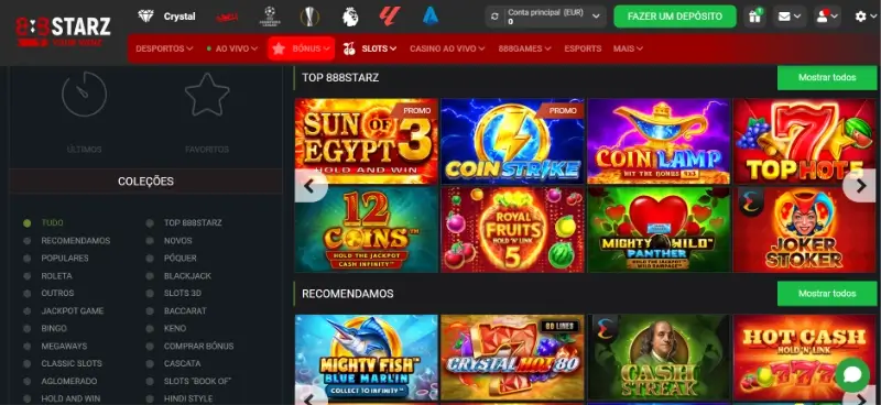 Página de Casino da 888Starz
