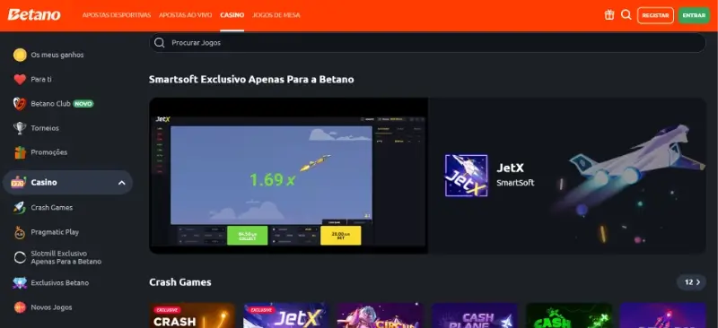 Página de Casino da Betano