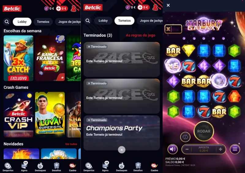 Jogos de casino na Betclic App
