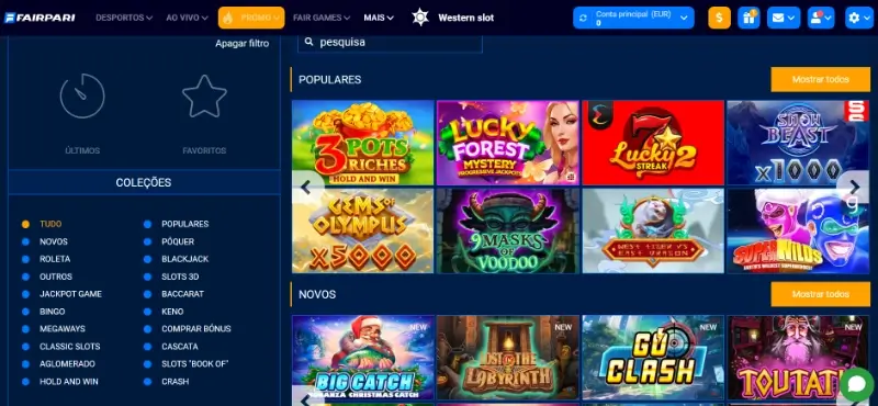 Página de Casino da FariPari