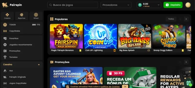 Página de Casino do FairSpin