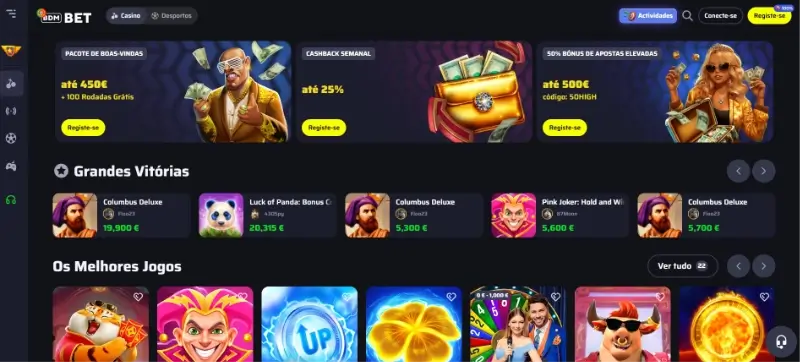 Página principal de casino da BDMBet