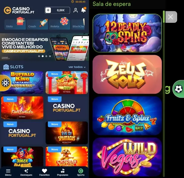 Jogos de casino no Casino Portugal App