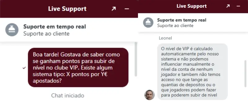 Chat ao vivo do apoio ao cliente do GrandClub