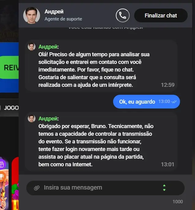 Chat ao vivo do Flagmna Casino