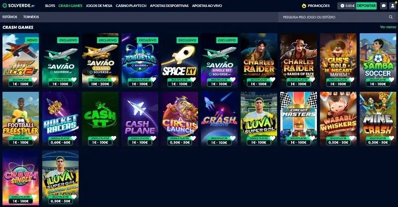 Página de jogos crash do casino da Solverde