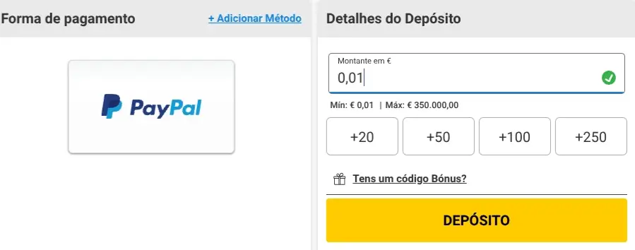 Depositar com Paypal