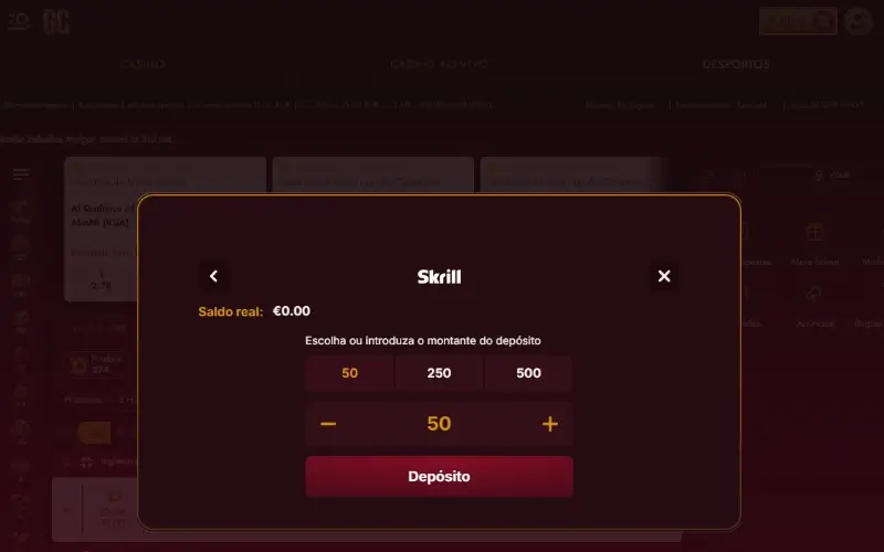 Depósito com skrill no GrandClub Casino
