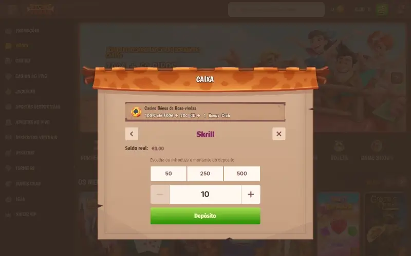 Depósito com skrill no casino da StoneVegas