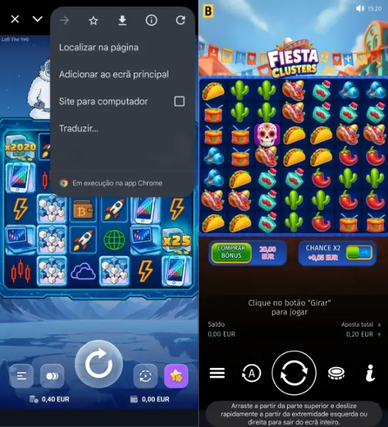 Slot machines na aplicação da Megapari