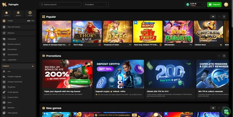 Página de casino da FairSpin