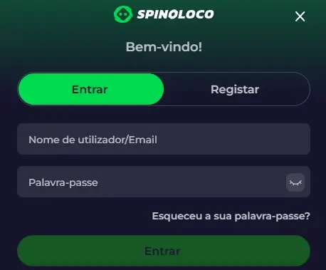 Formulário de login de Spinoloco