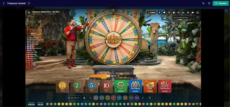 Gameshow Treasure island no Frumzi Casino