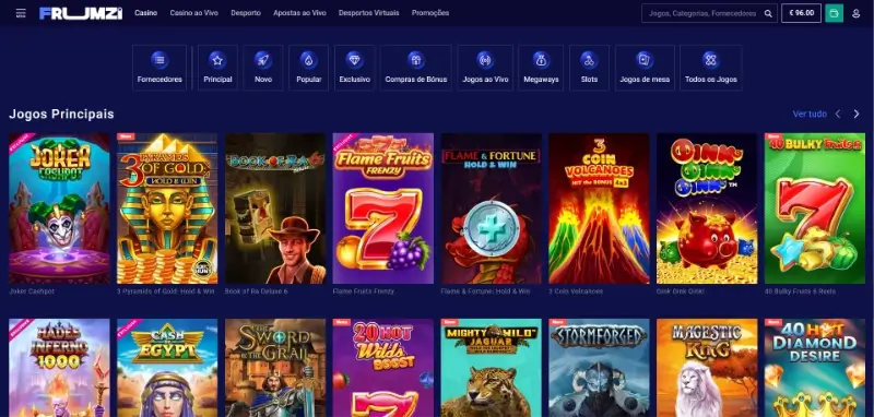 Página de casino da Frumzi