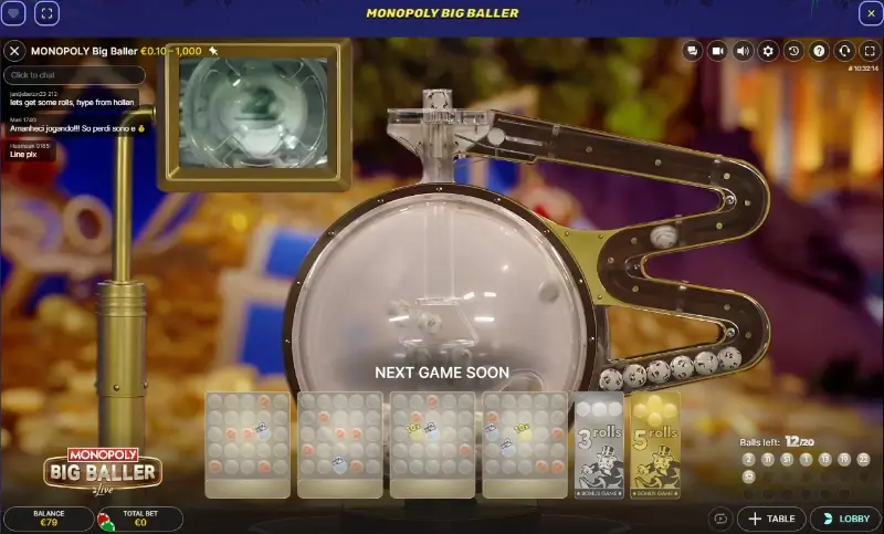 Jogo de casino ao vivo Monopoly Big Baller no Gamblezen casino