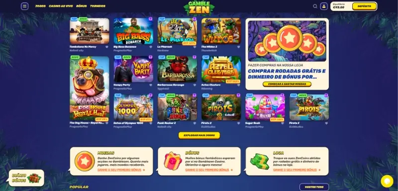 Página de casino do Gamblezen