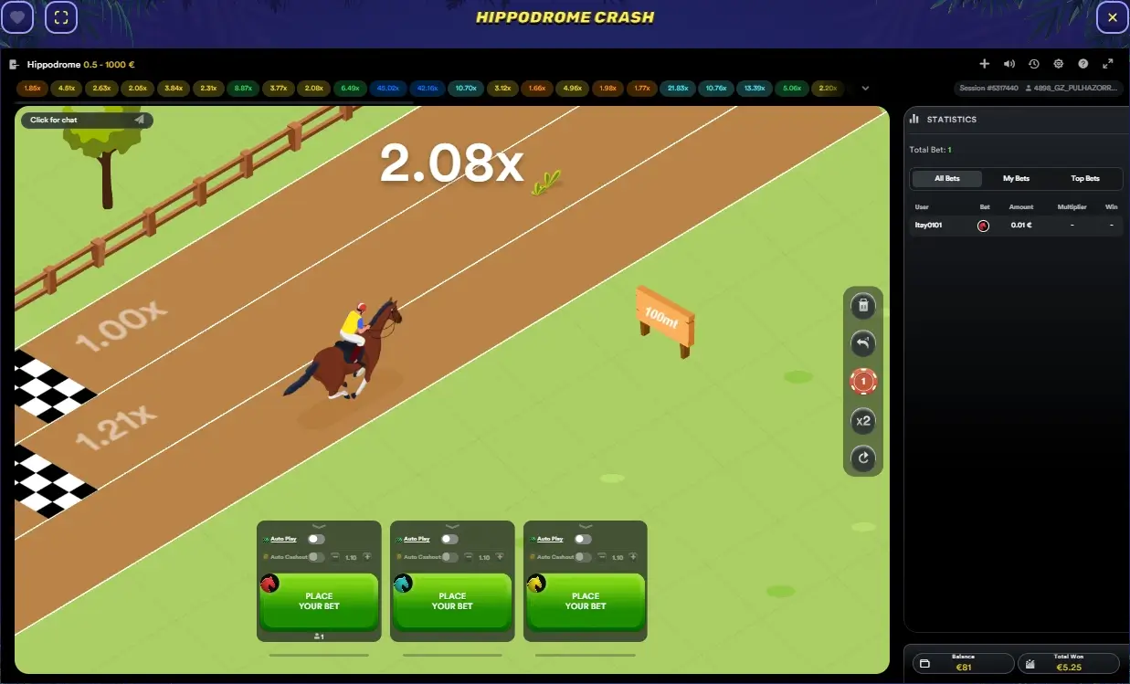 Jogo crash hipodrome crash no casino do Gamblezen