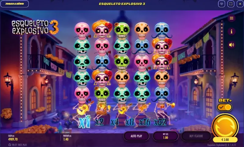 Slot machine Esqueleto Explosivo 3 no casino do Gamblezen