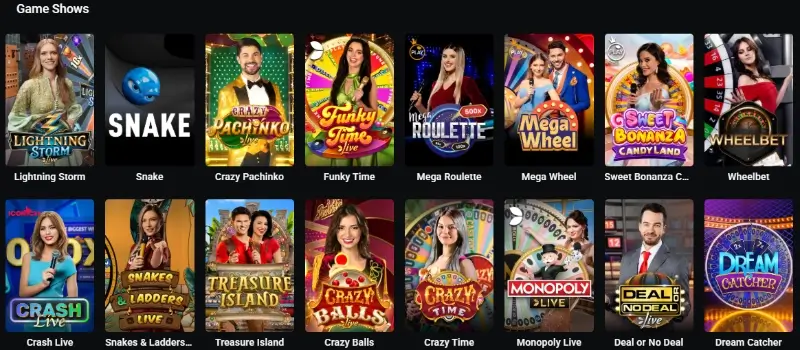 Página de GameShows alternativos ao Crazy Time