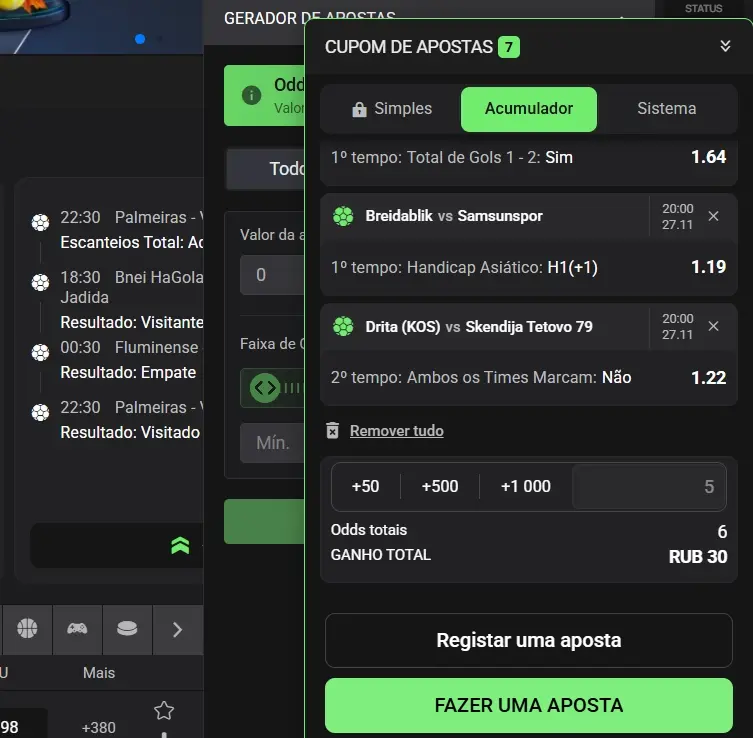 Criador de apostas do Flagman
