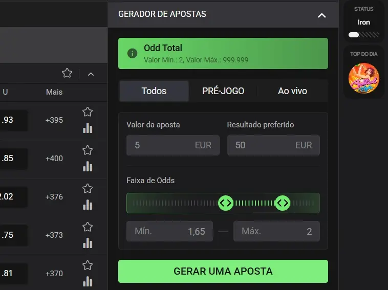 Gerador de apostas do Flagman