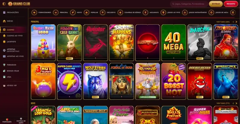 Página de casino do GrandClub Casino
