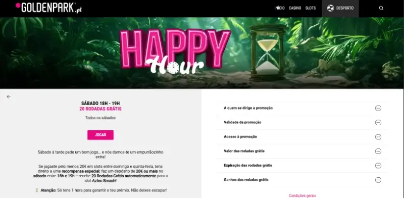 Promoção Happy hour na Golden Park