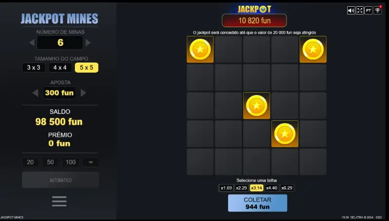 Jogo Jackpot Mines no casino da Gizbo