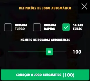 Definições para o jogo automático da slot Sugar Rush