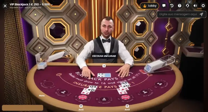 Jogo de Blackjack na mesa vip do 20Bet Casino