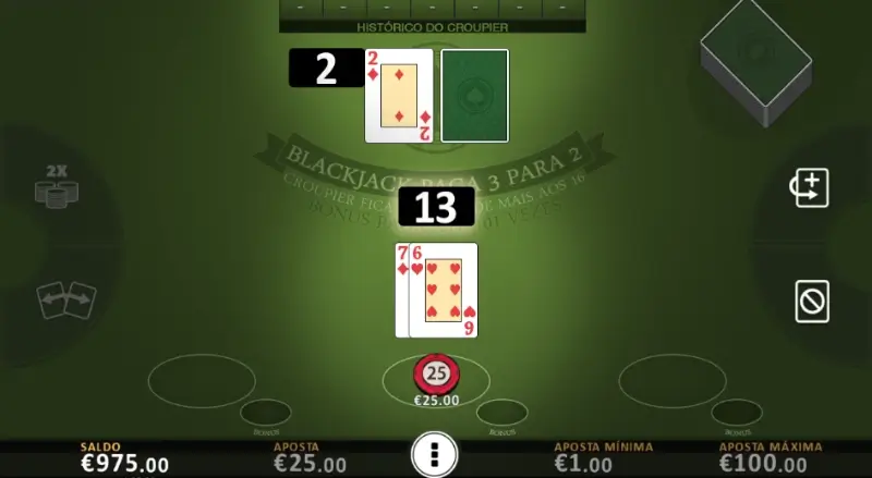 Jogo de blackjack na versão grátis