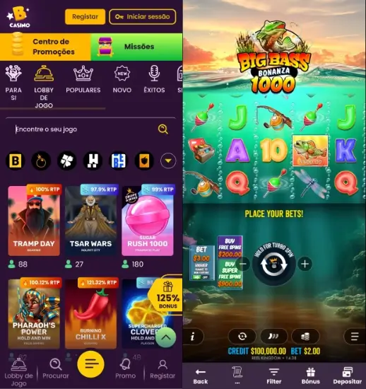 Jogos de casino na Bizzo App