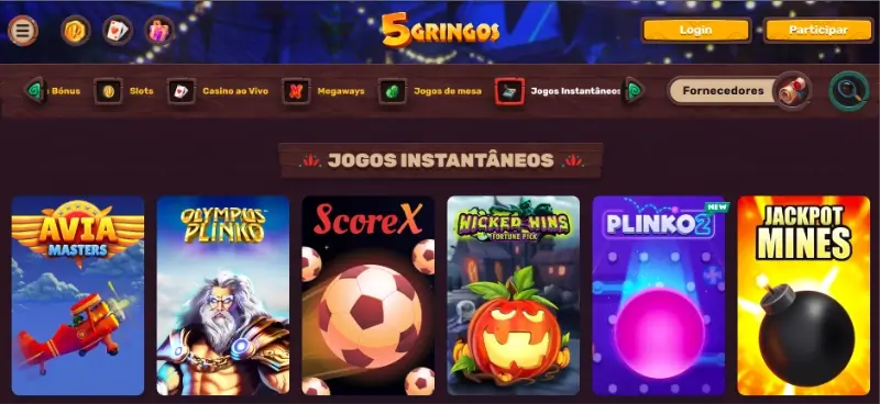Página de jogos crash no 5gringos casino