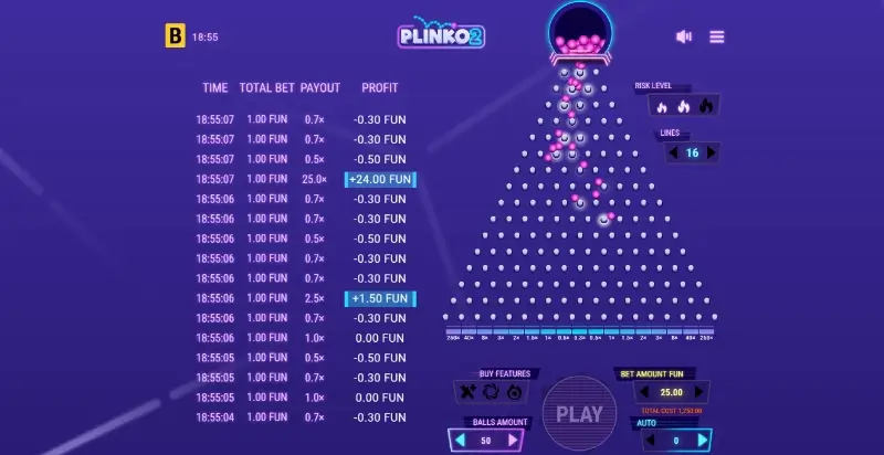 Jogo de Plinko 2 no 20Bet Casino