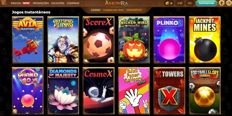 Página de jogos crash do AmunRa Casino